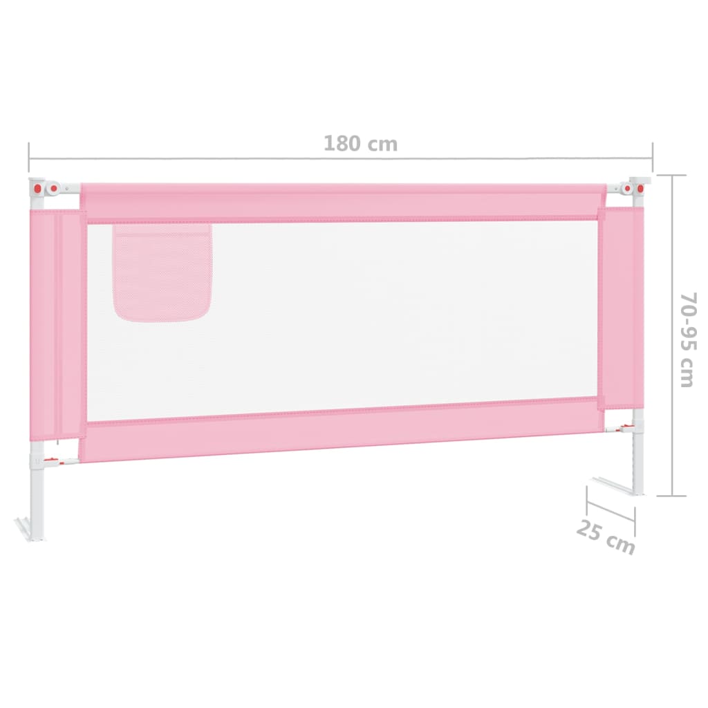 vidaXL Barra de segurança p/ cama infantil tecido 180x25 cm rosa