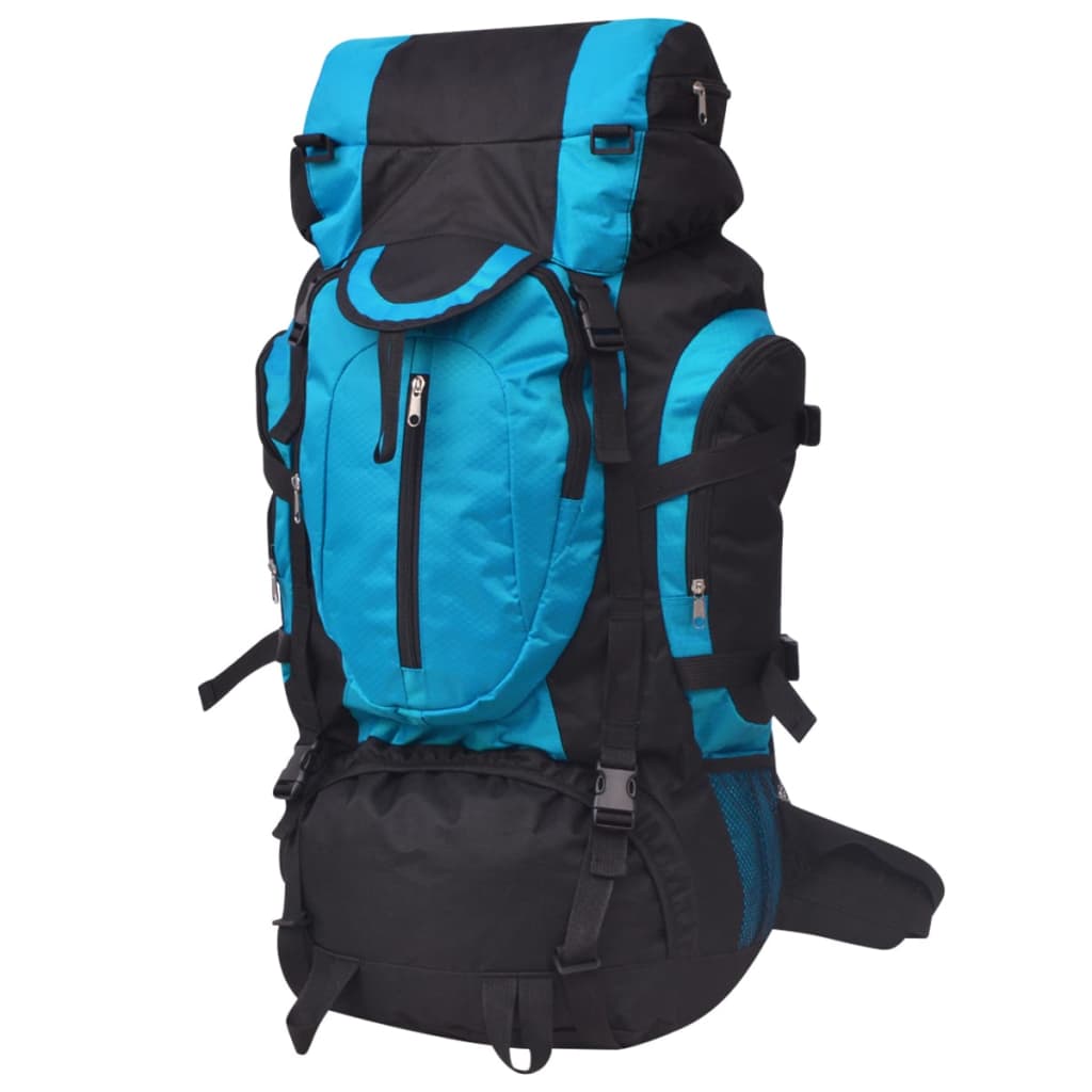 vidaXL Mochila de caminhada XXL 75 L preto e azul