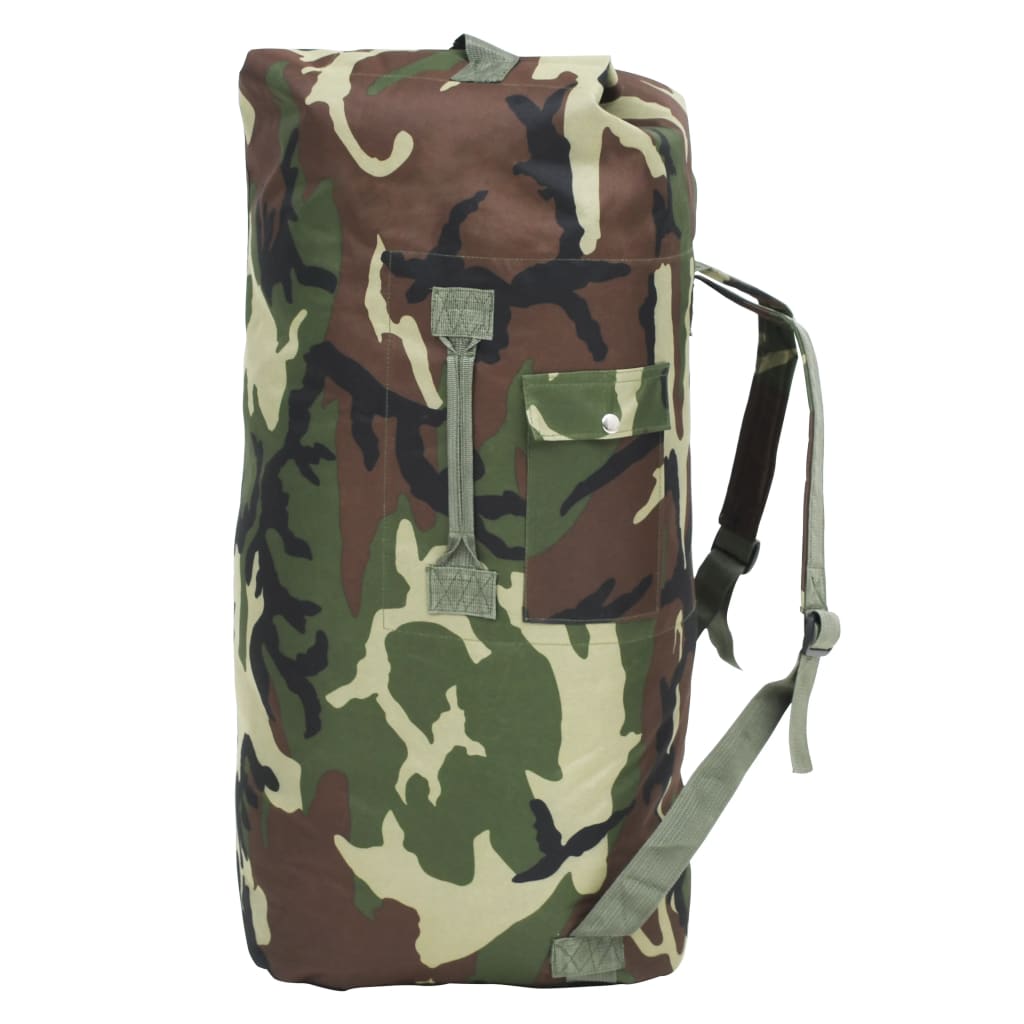 vidaXL Saco de pano estilo militar 85 L camuflagem