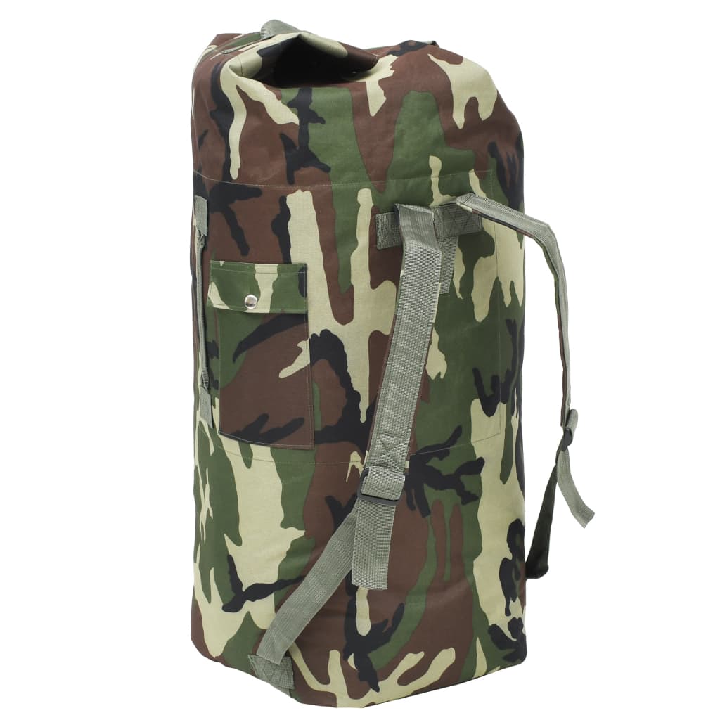 vidaXL Saco de pano estilo militar 85 L camuflagem