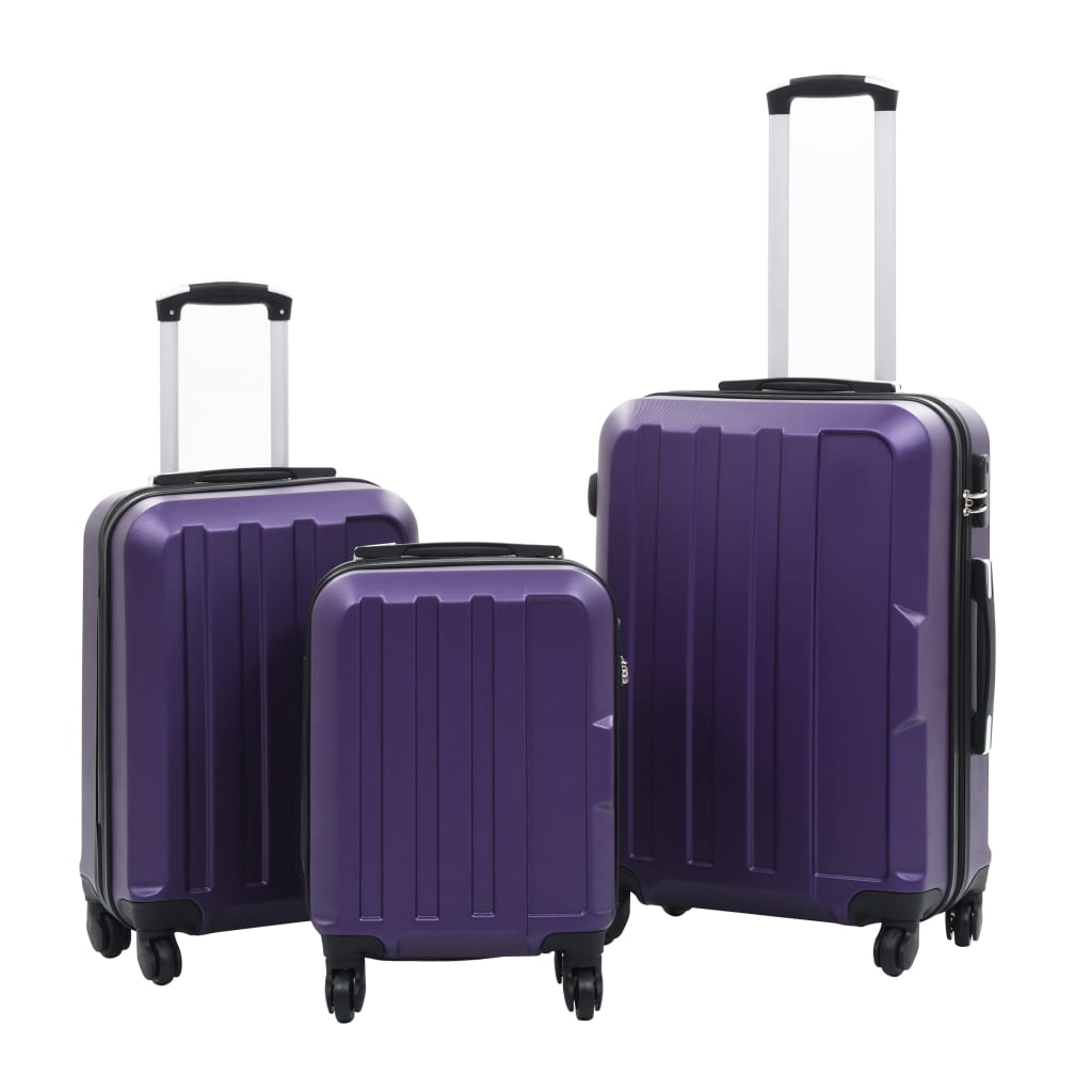 vidaXL Conjunto de tróleis estojo rígido 3 pcs ABS roxo