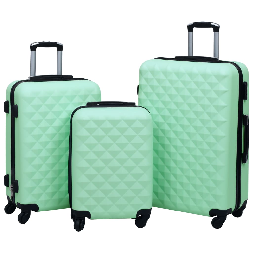 vidaXL Conjunto de tróleis estojo rígido 3 pcs ABS verde hortelã