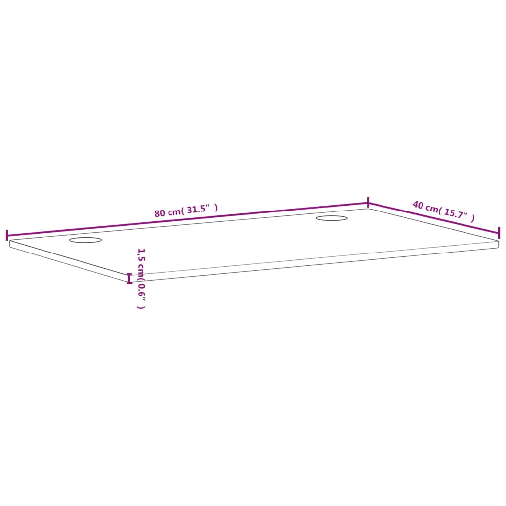 vidaXL Tampo de secretária 80x40x1,5 cm madeira de faia maciça