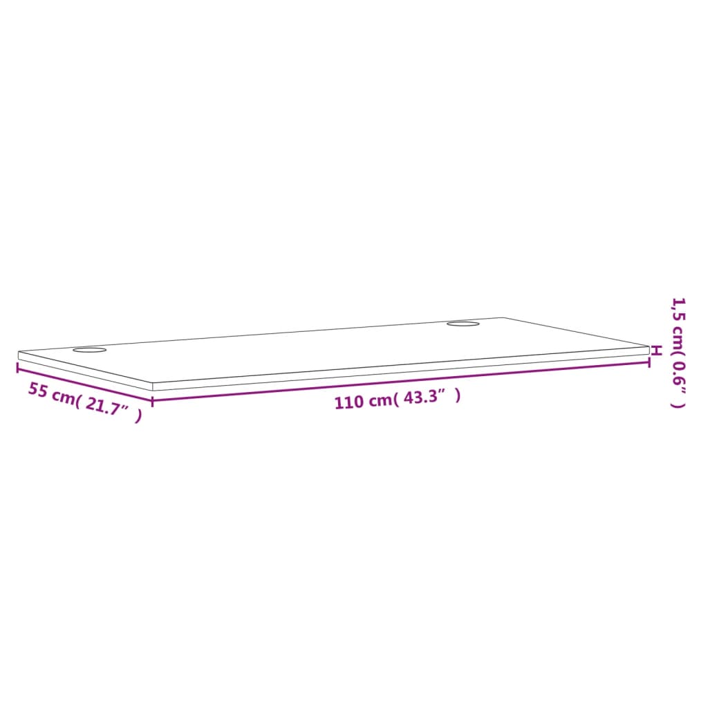 vidaXL Tampo de secretária 110x55x1,5 cm madeira de faia maciça