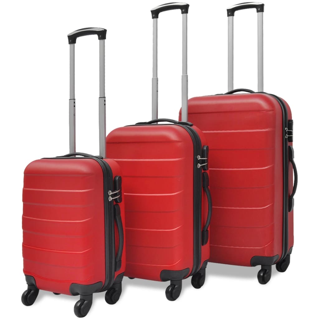 vidaXL Conjunto de tróleis estojo rígido 3 pcs 45,5/55/66 cm vermelho