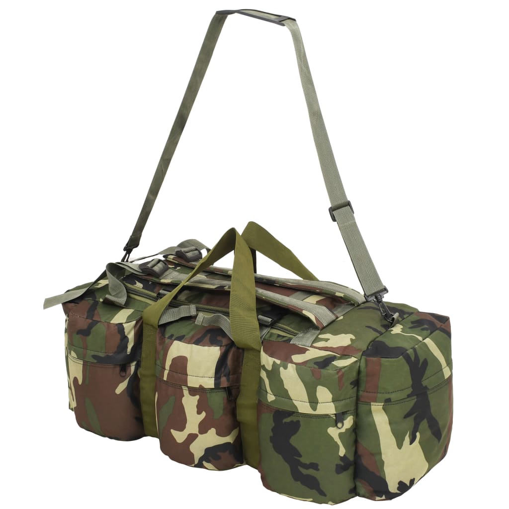 vidaXL Saco de lona estilo militar 3-em-1 90 L camuflagem