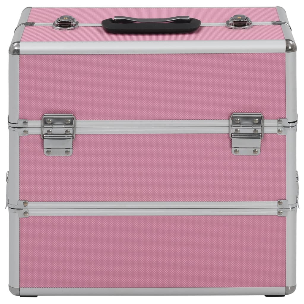 vidaXL Caixa de maquilhagem 37x24x35 cm alumínio rosa