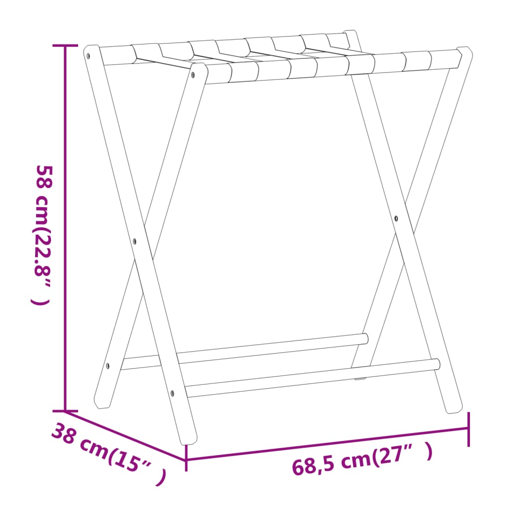 vidaXL Suporte de bagagem 68,5x38x58 cm bambu