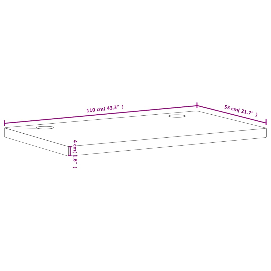 vidaXL Tampo de secretária 110x55x4 cm madeira de faia maciça