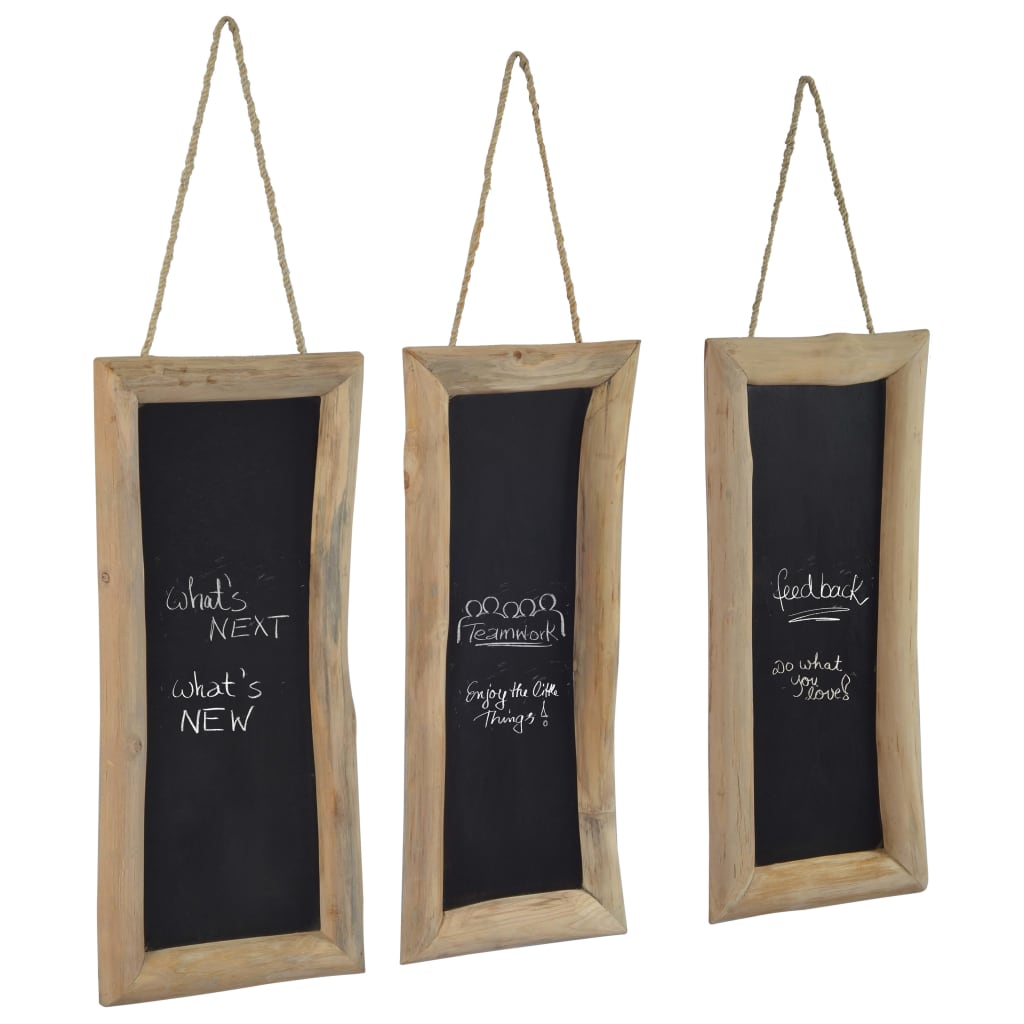 vidaXL Quadro-negro 3 pcs 30x70 cm madeira de teca