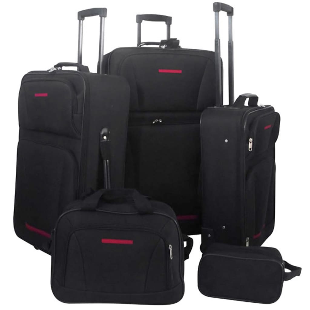 vidaXL Conjunto malas de viagem 5 pcs preto