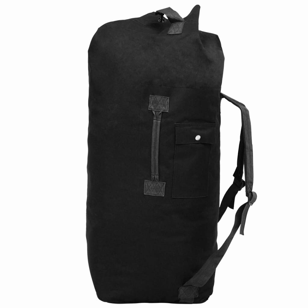 vidaXL Saco de pano estilo militar 85 L preto