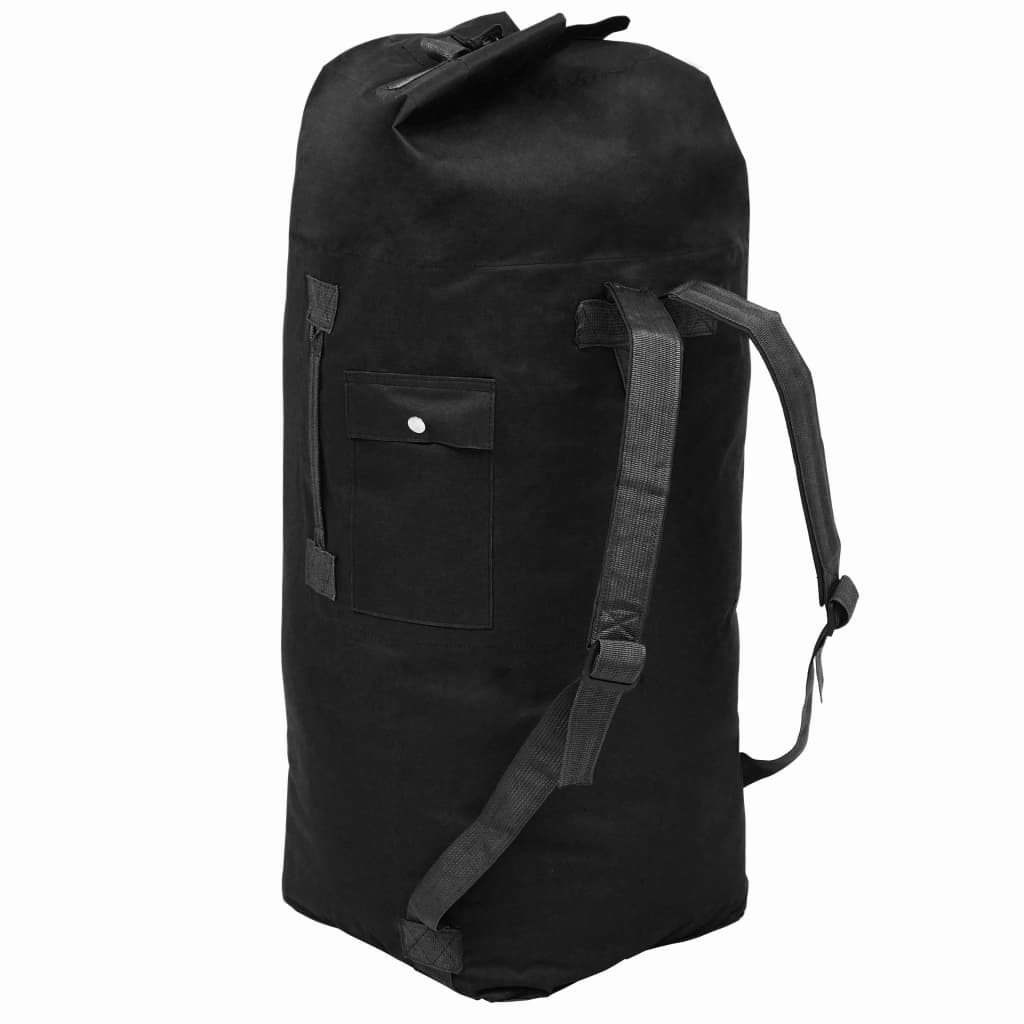 vidaXL Saco de pano estilo militar 85 L preto