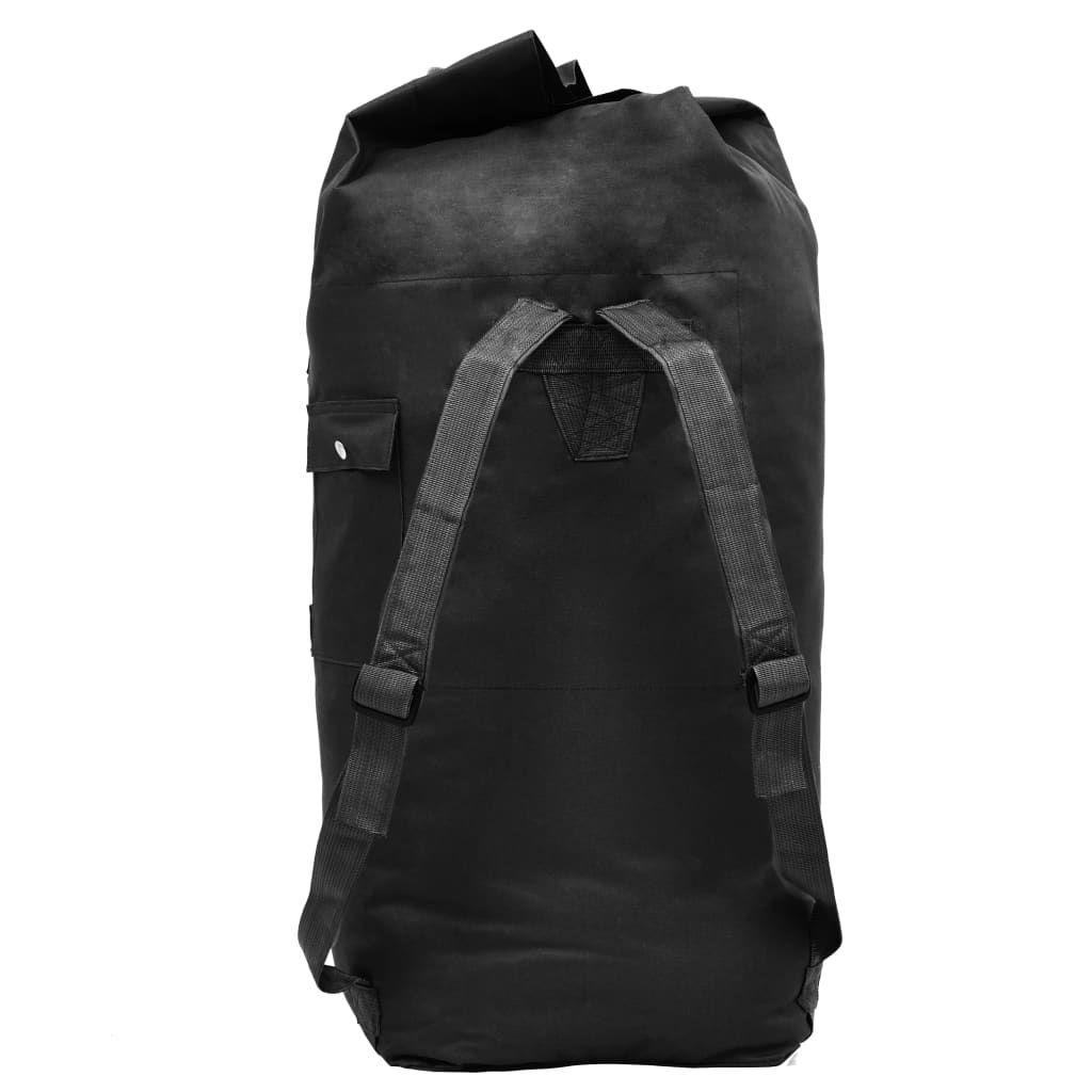 vidaXL Saco de pano estilo militar 85 L preto