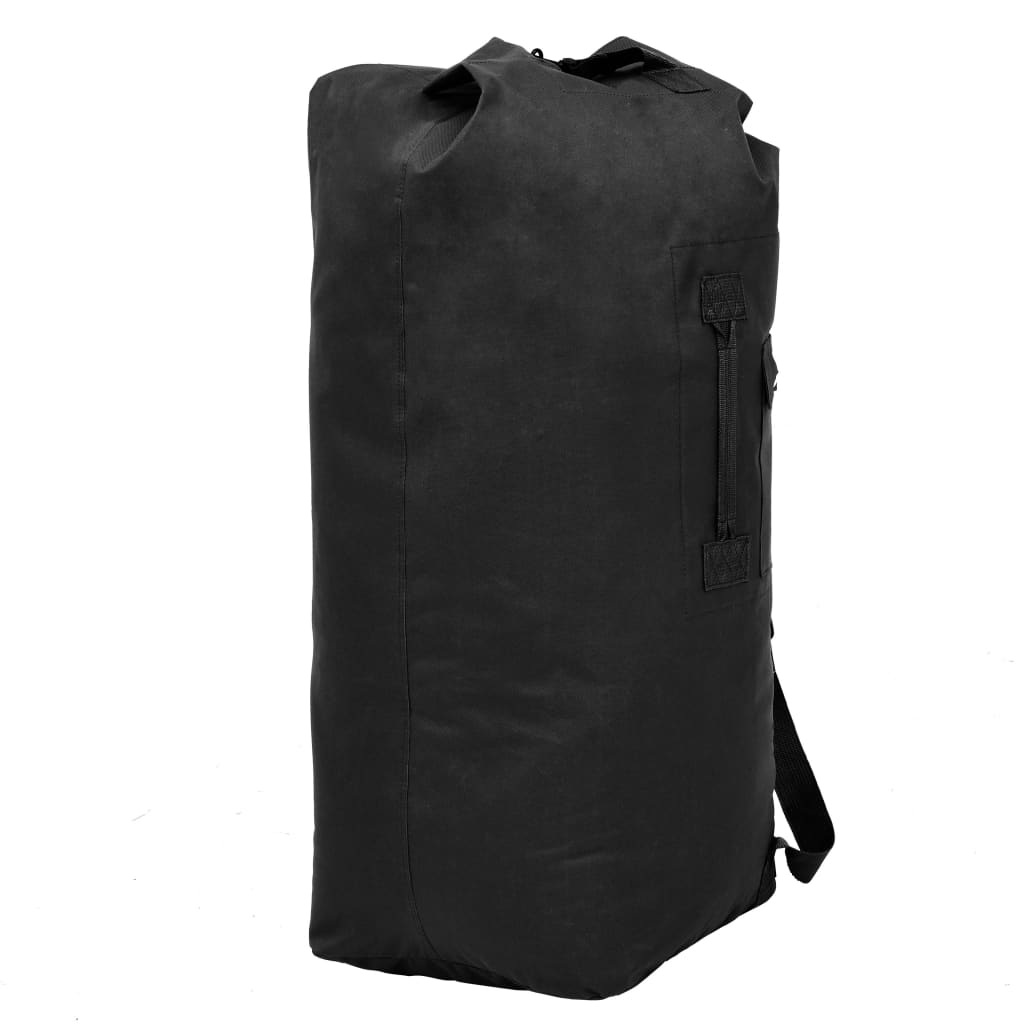 vidaXL Saco de pano estilo militar 85 L preto