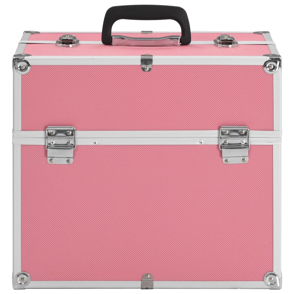 vidaXL Caixa de maquilhagem 38x23x34 cm alumínio cor-de-rosa