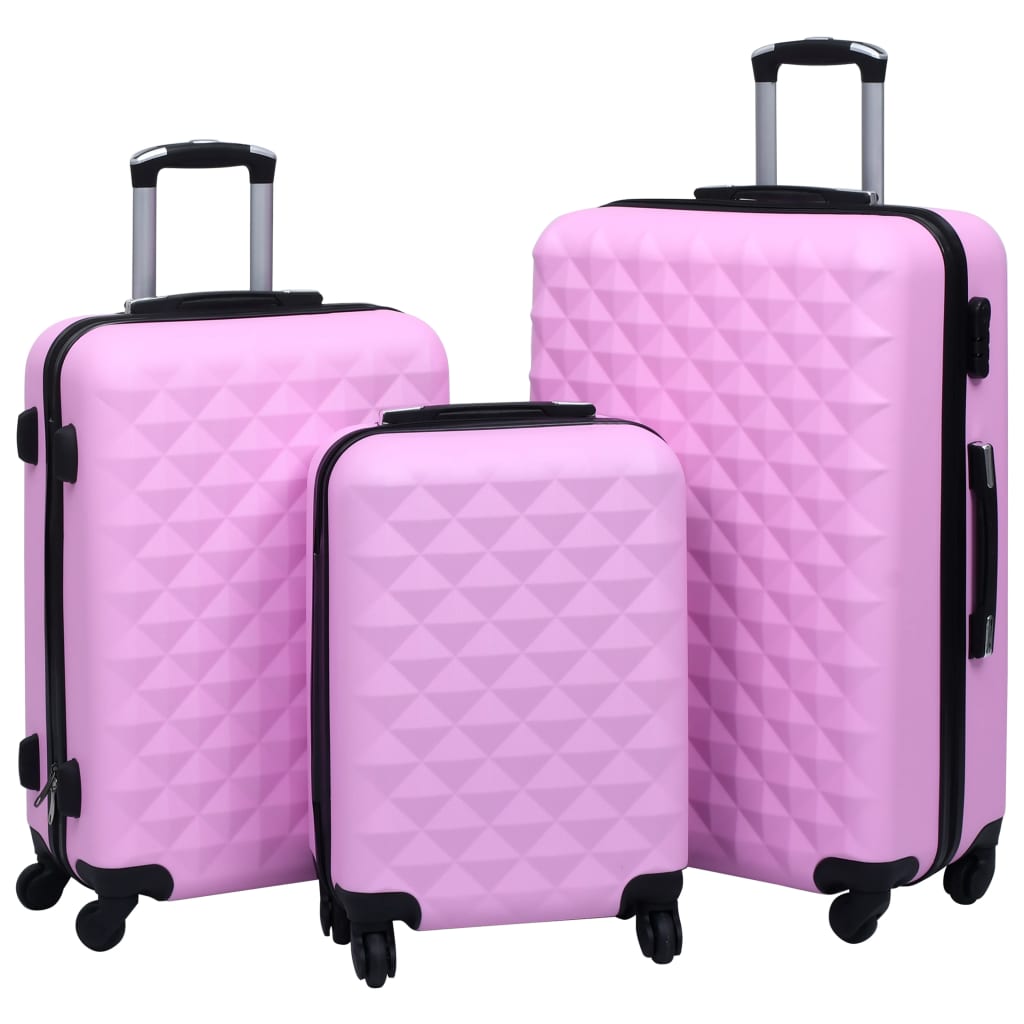 vidaXL Conjunto de tróleis estojo rígido 3 pcs ABS rosa