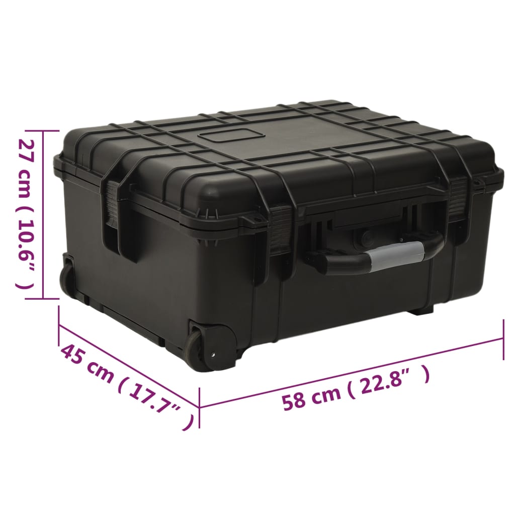 vidaXL Mala de viagem com rodas 58x45x27 cm PP preto