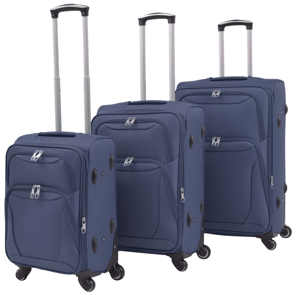 vidaXL Conjunto de tróleis em estojo mole 3 pcs azul-marinho