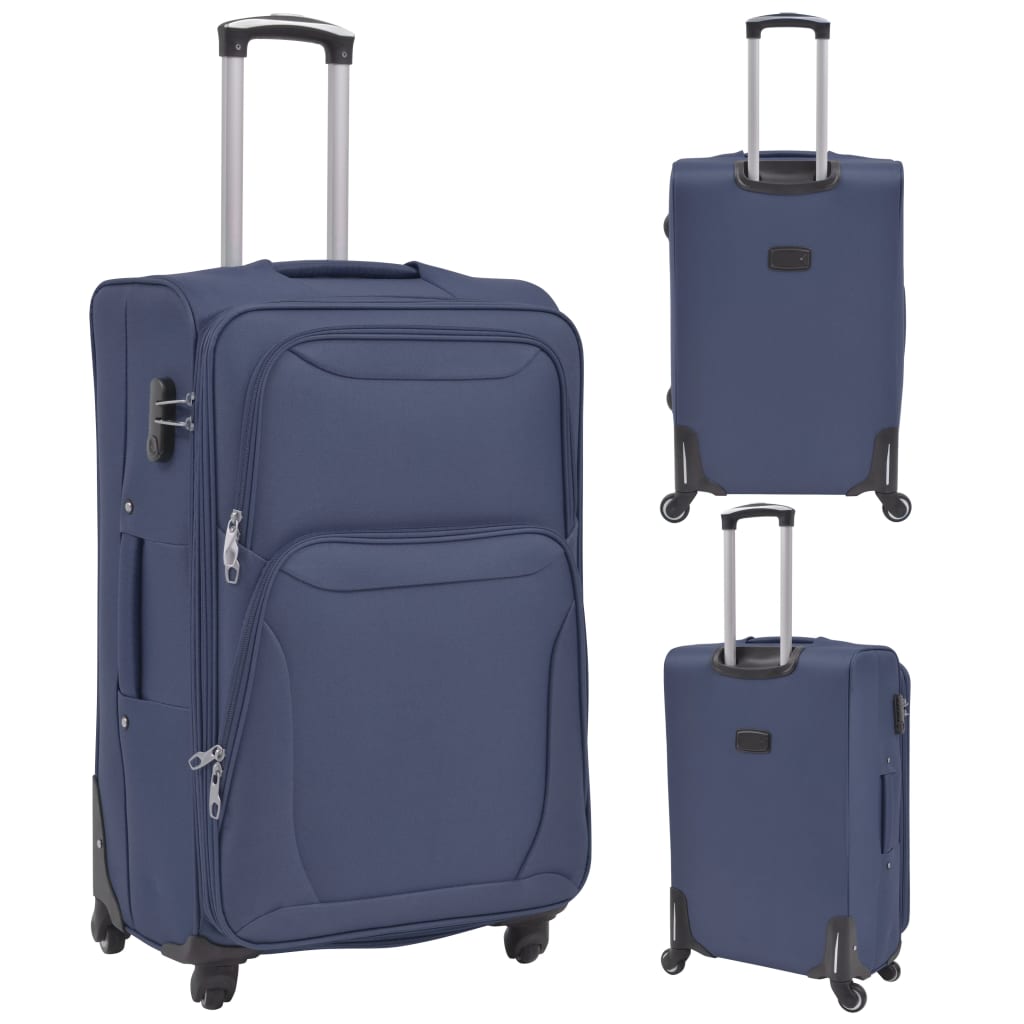 vidaXL Conjunto de tróleis em estojo mole 3 pcs azul-marinho