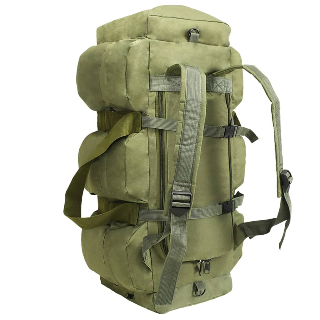 vidaXL Saco de lona estilo militar 3-em-1 90 L verde azeitona