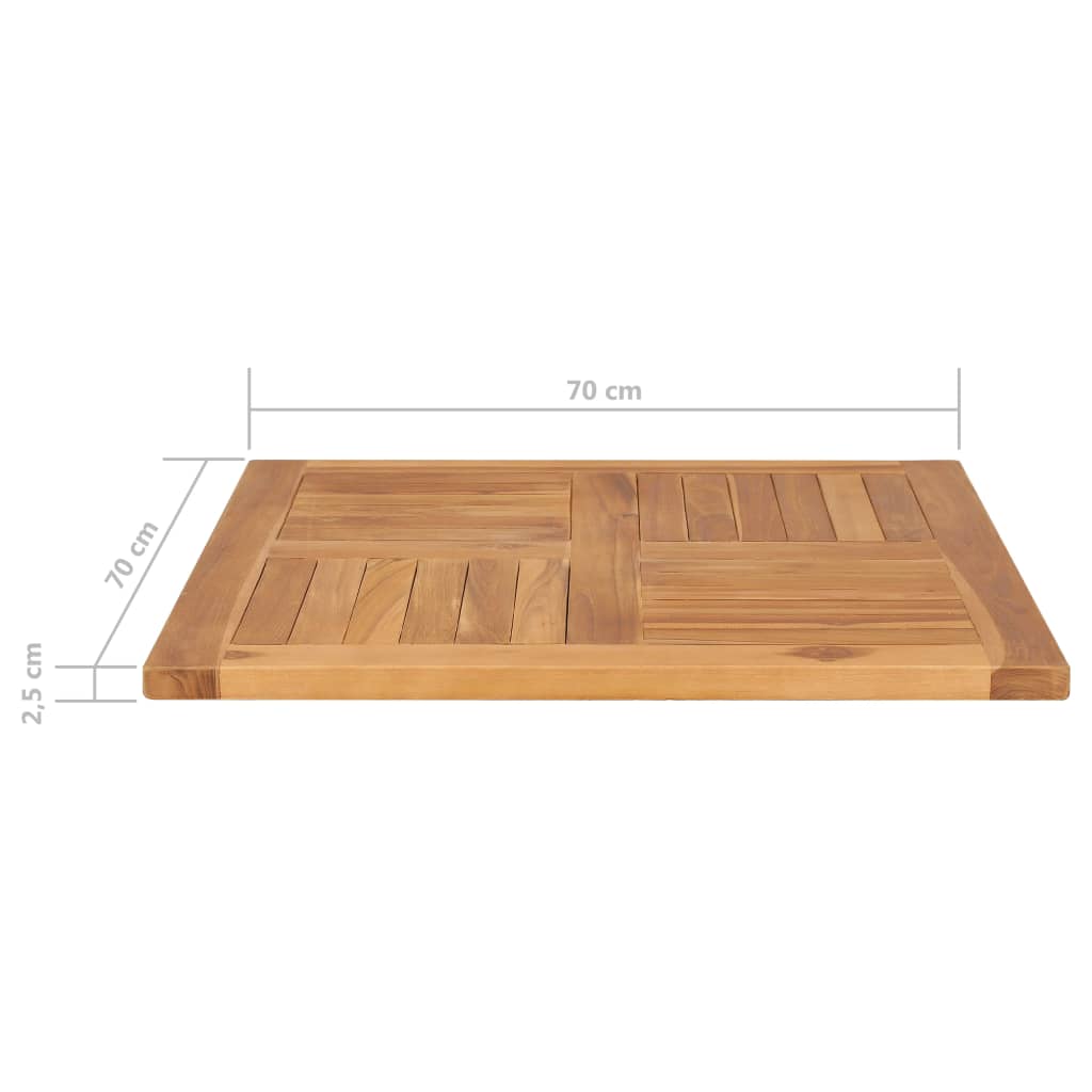 vidaXL Tampo de mesa 70x70x2,5 cm madeira de teca maciça