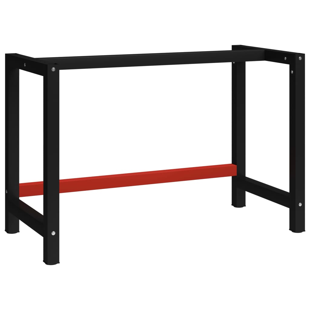 vidaXL Estrutura banco de trabalho 120x57x79 cm metal preto e vermelho