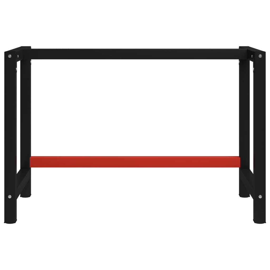 vidaXL Estrutura banco de trabalho 120x57x79 cm metal preto e vermelho