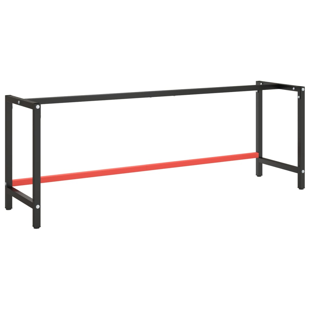 vidaXL Estrutura p/ bancada 220x57x79 cm metal preto e vermelho mate