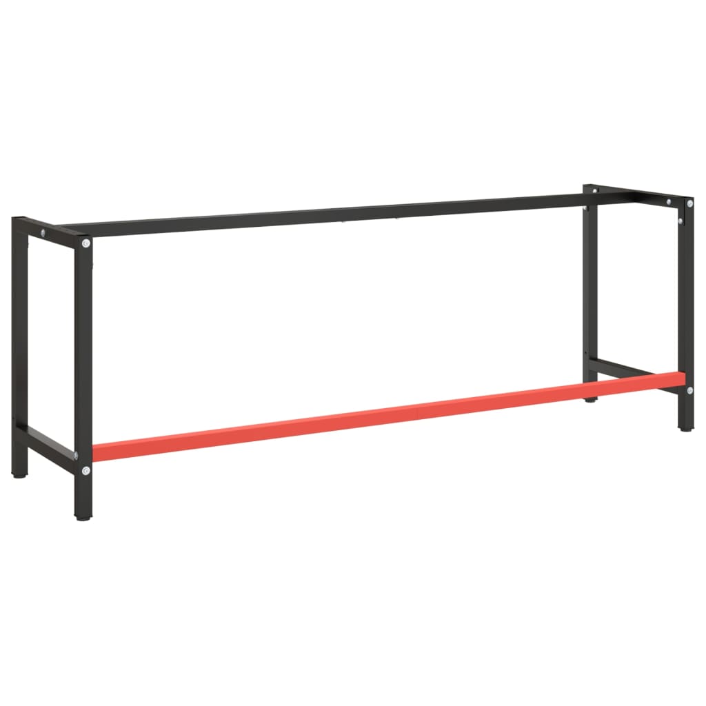 vidaXL Estrutura p/ bancada 220x57x79 cm metal preto e vermelho mate