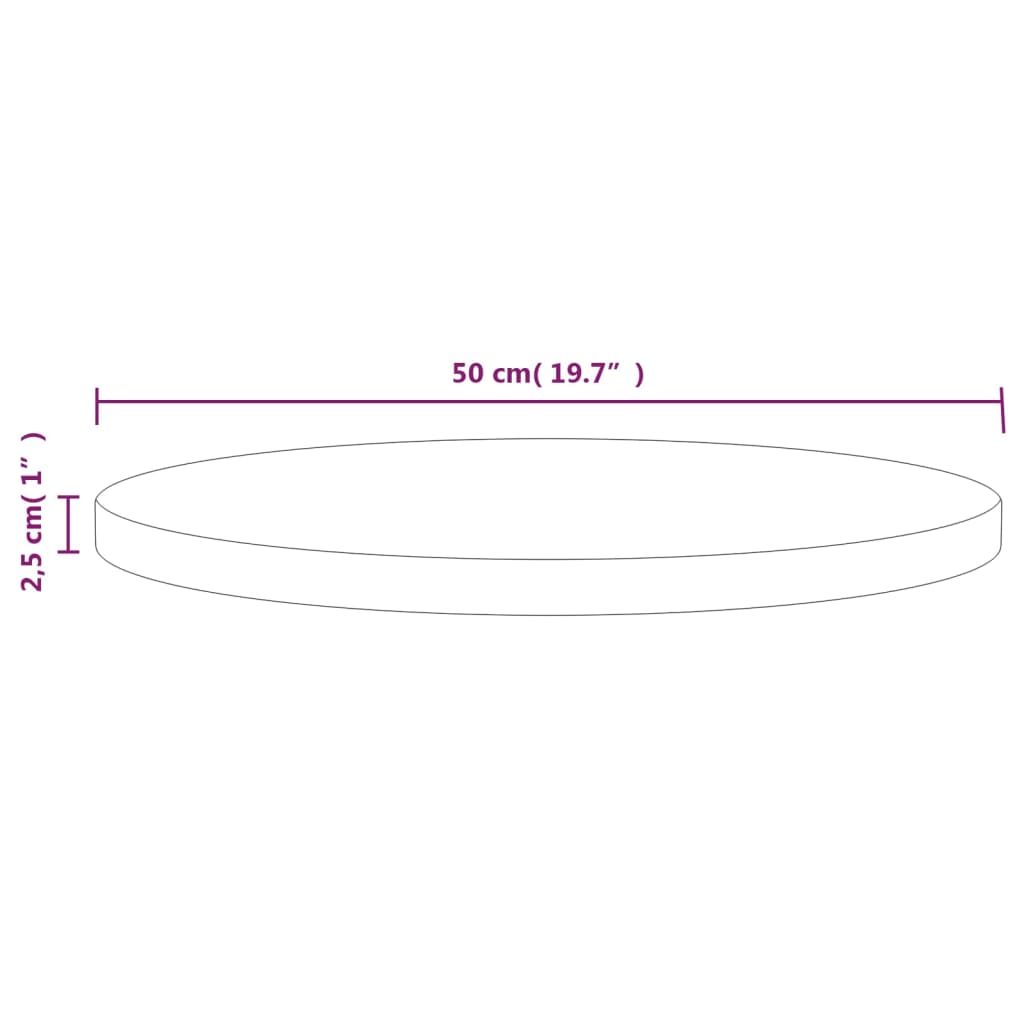 vidaXL Tampo de mesa pinho maciço Ø50x2,5 cm preto