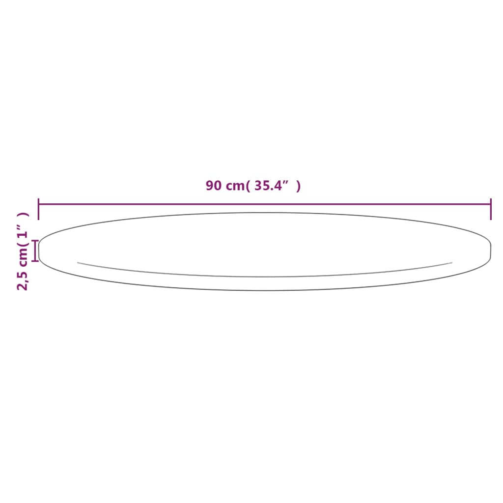 vidaXL Tampo de mesa pinho maciço Ø90x2,5 cm branco