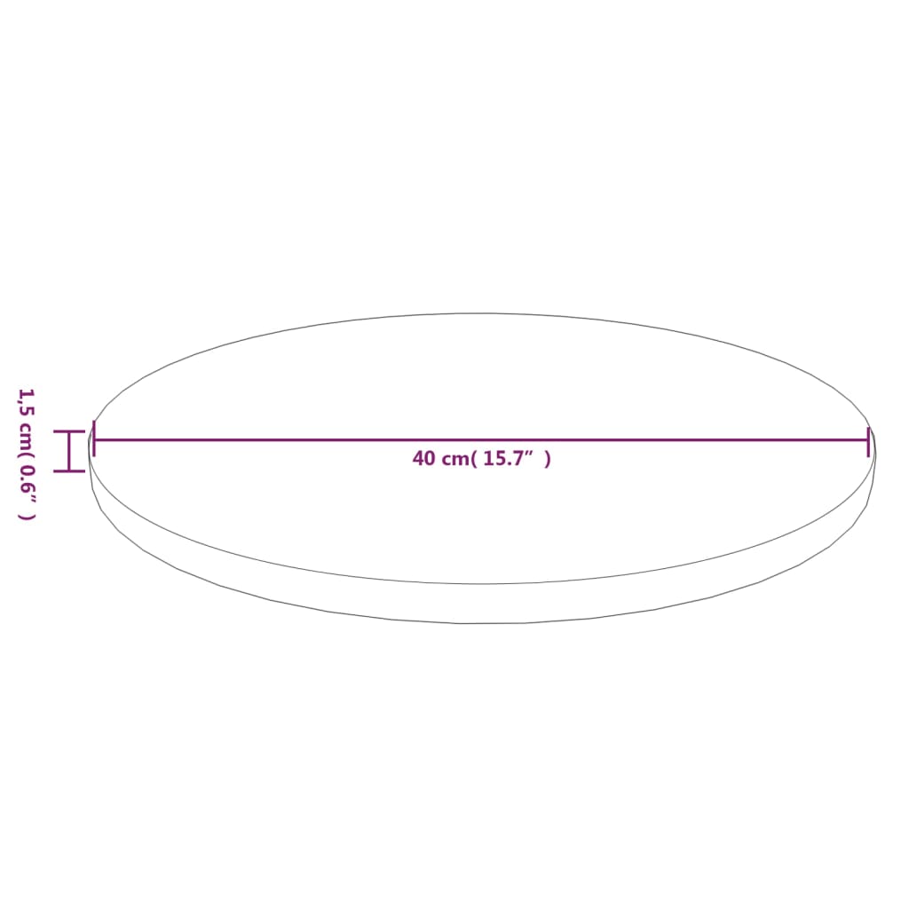 vidaXL Tampo mesa redondo Ø40x1,5 cm carvalho tratado castanho-claro