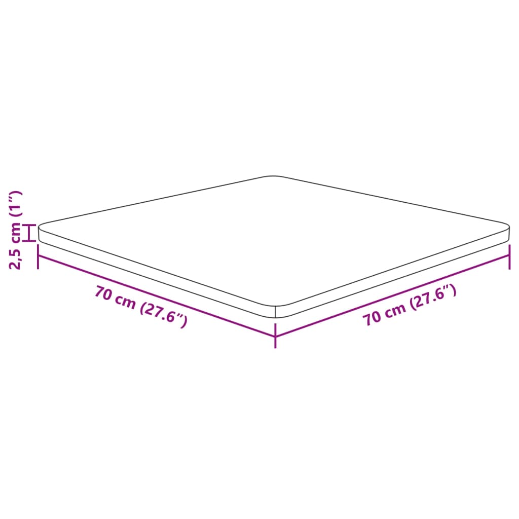 vidaXL Tampo mesa quadrado 70x70x2,5 carvalho tratado castanho-escuro