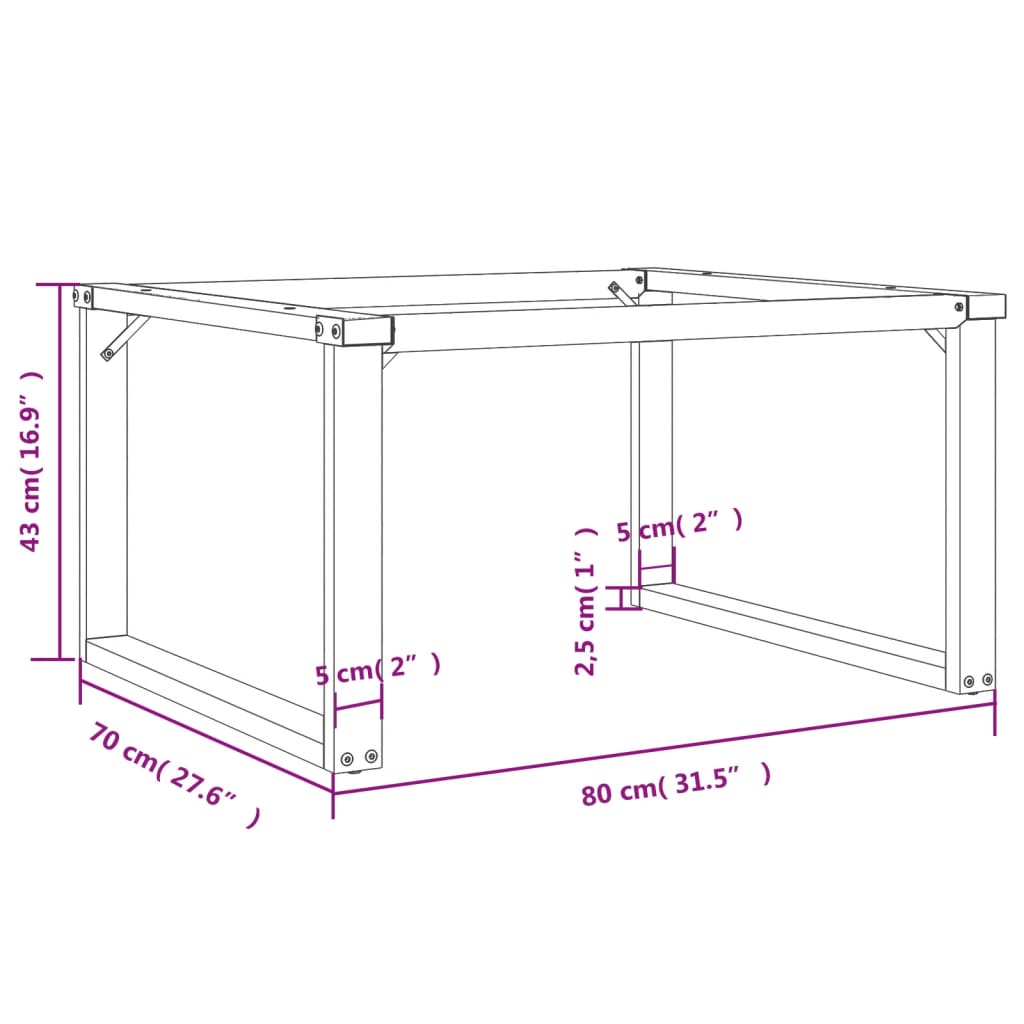 vidaXL Pernas para mesa de centro estrutura em O ferro fundido