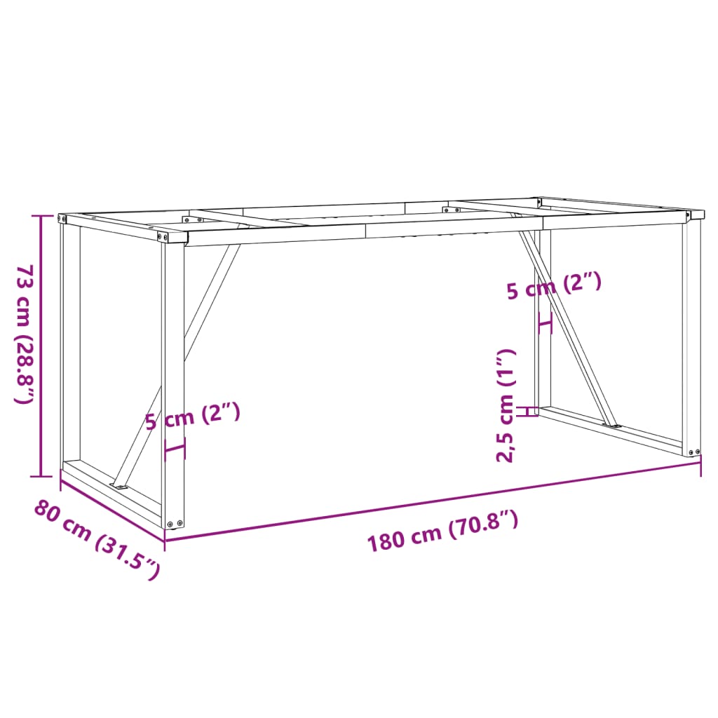 vidaXL Pernas para mesa de jantar estrutura em O ferro fundido