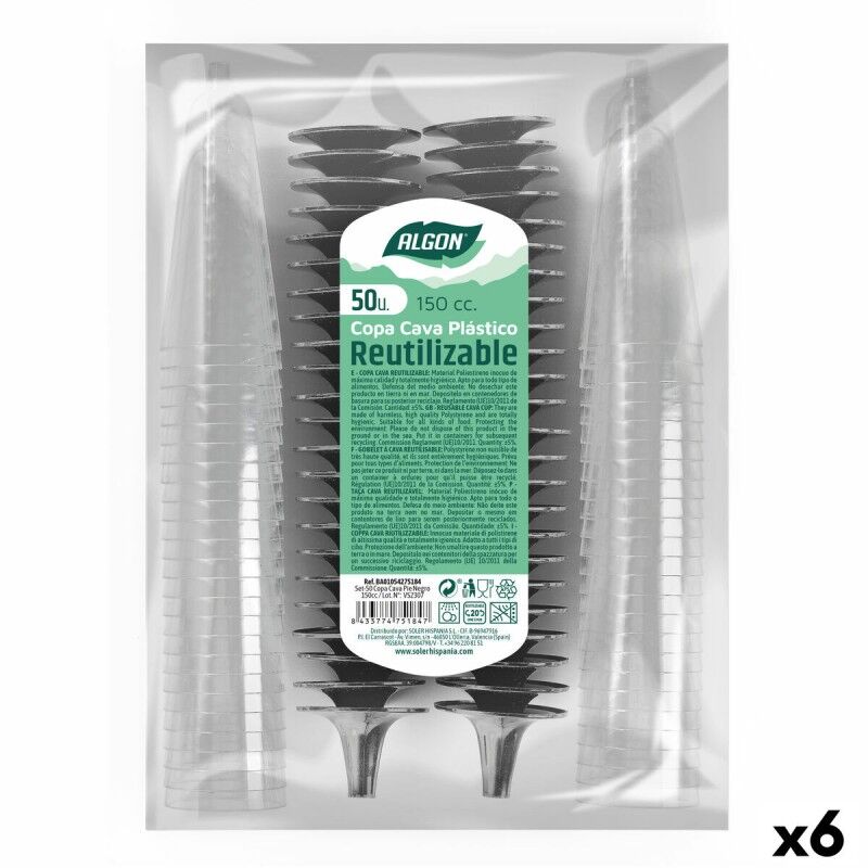 Algon|Copos de champanhe reutilizáveis Algon Preto 6 Unidades 150 ml (50 Peças) Algon|Copos de champanhe reutilizáveis Algon Preto 6 Unidades 150 ml (50 Peças)