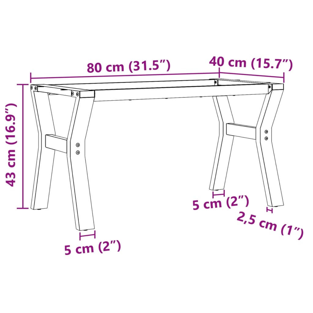 vidaXL Pernas para mesa de centro estrutura em Y ferro fundido