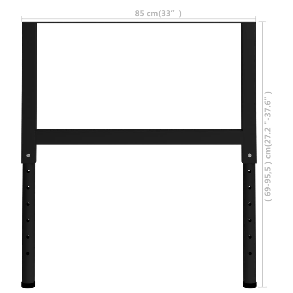 vidaXL Estruturas bancada ajustáveis 2 pcs 85x(69-95,5) cm metal preto