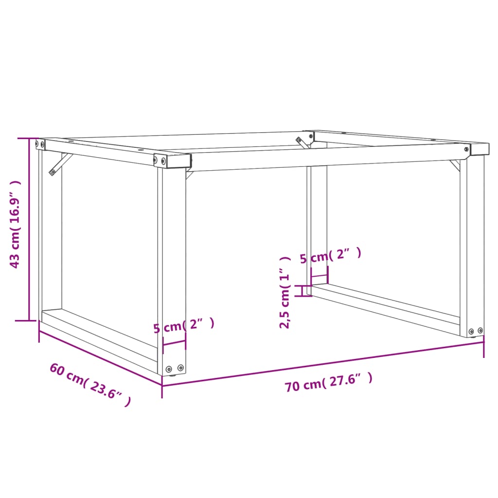 vidaXL Pernas para mesa de centro estrutura em O ferro fundido