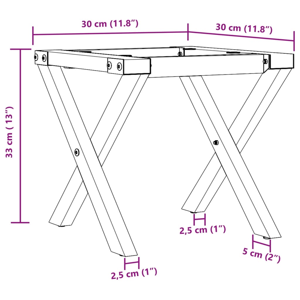 vidaXL Pernas para mesa de centro estrutura em X ferro fundido