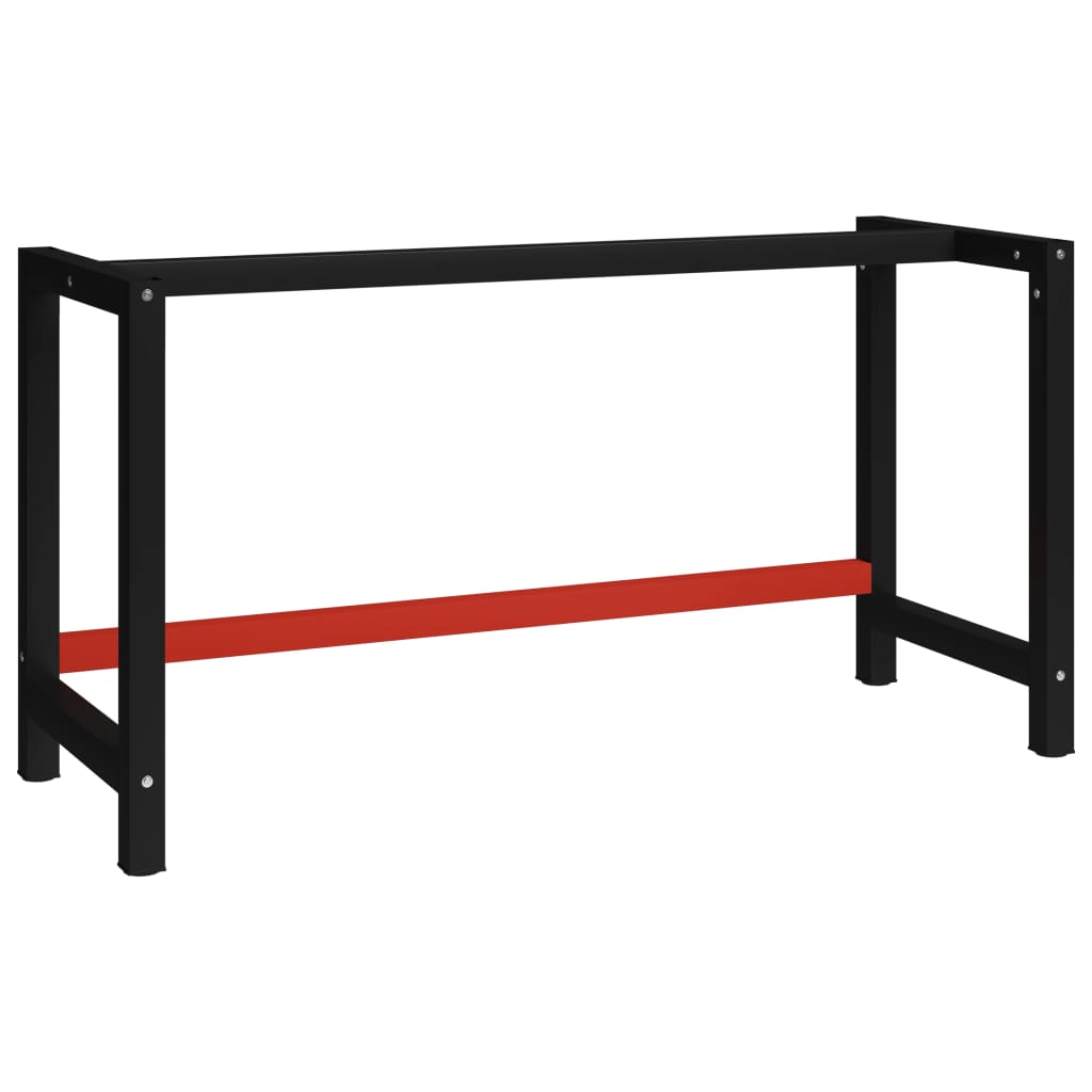 vidaXL Estrutura banco de trabalho 150x57x79 cm metal preto e vermelho