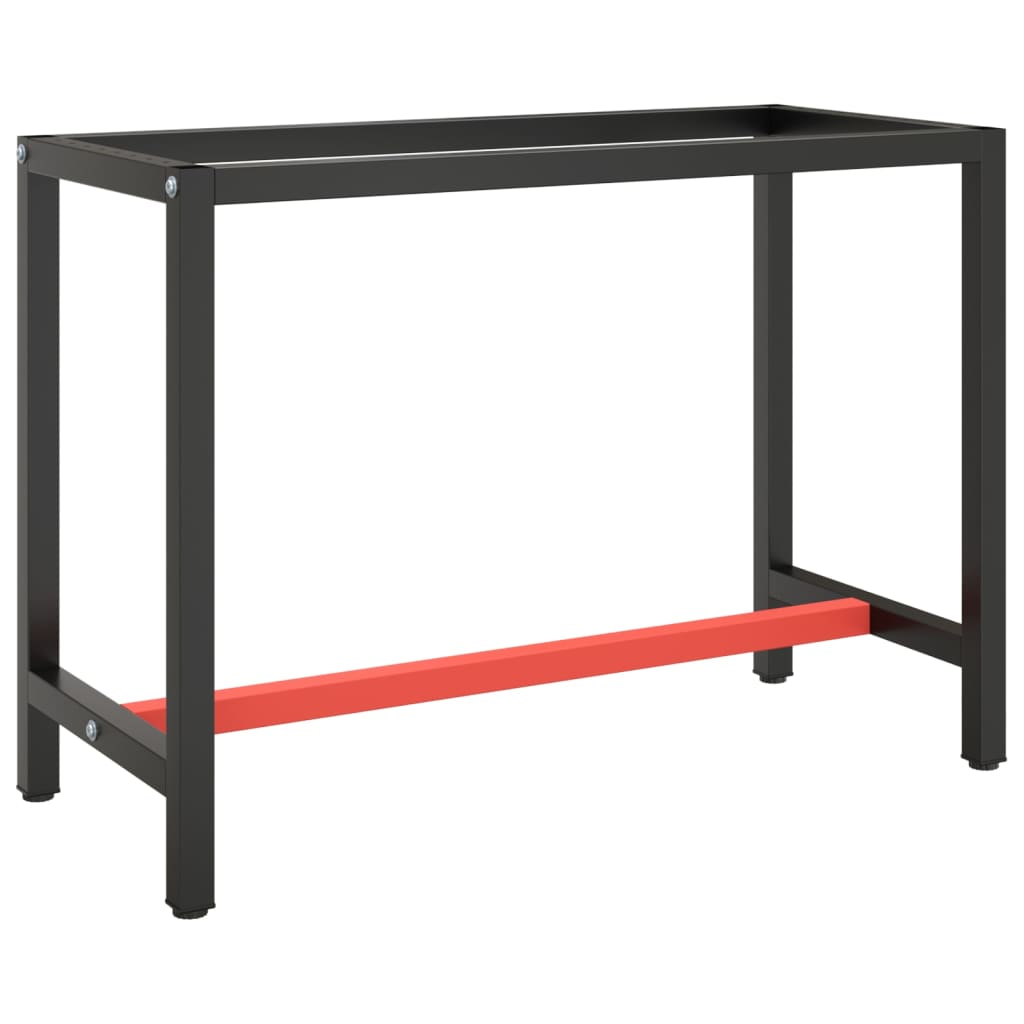 vidaXL Estrutura p/ bancada 110x50x79 cm metal preto e vermelho mate