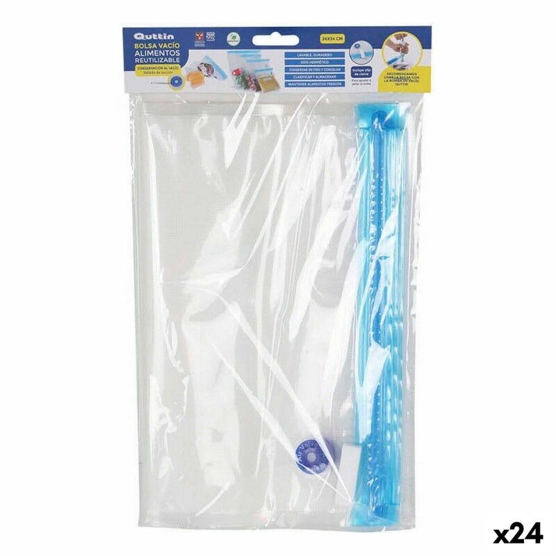 Quttin|Saco Reutilizável para Alimentos Quttin Válvula de vácuo 4 Peças 26 x 34 cm (24 Unidades)