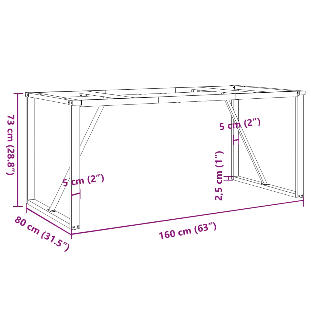 vidaXL Pernas para mesa de jantar estrutura em O ferro fundido