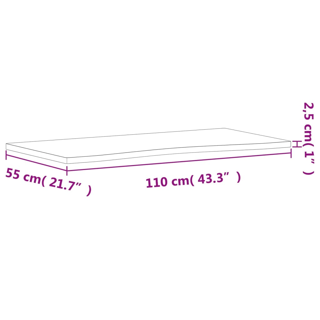 vidaXL Tampo de secretária 110x(50-55)x2,5 cm madeira de faia maciça