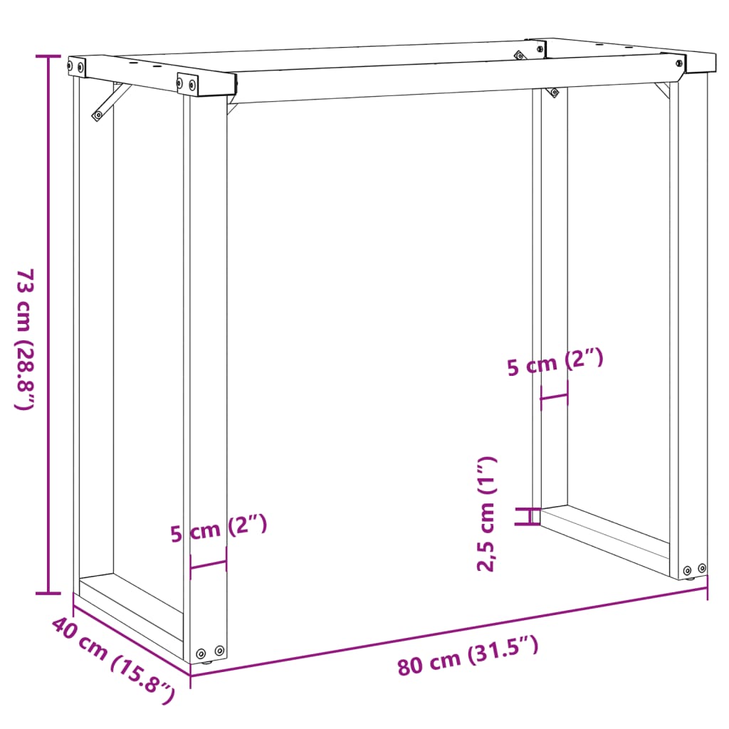 vidaXL Pernas para mesa de jantar estrutura em O ferro fundido