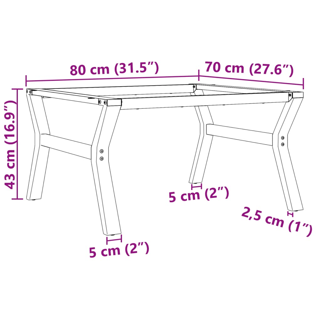 vidaXL Pernas para mesa de centro estrutura em Y ferro fundido