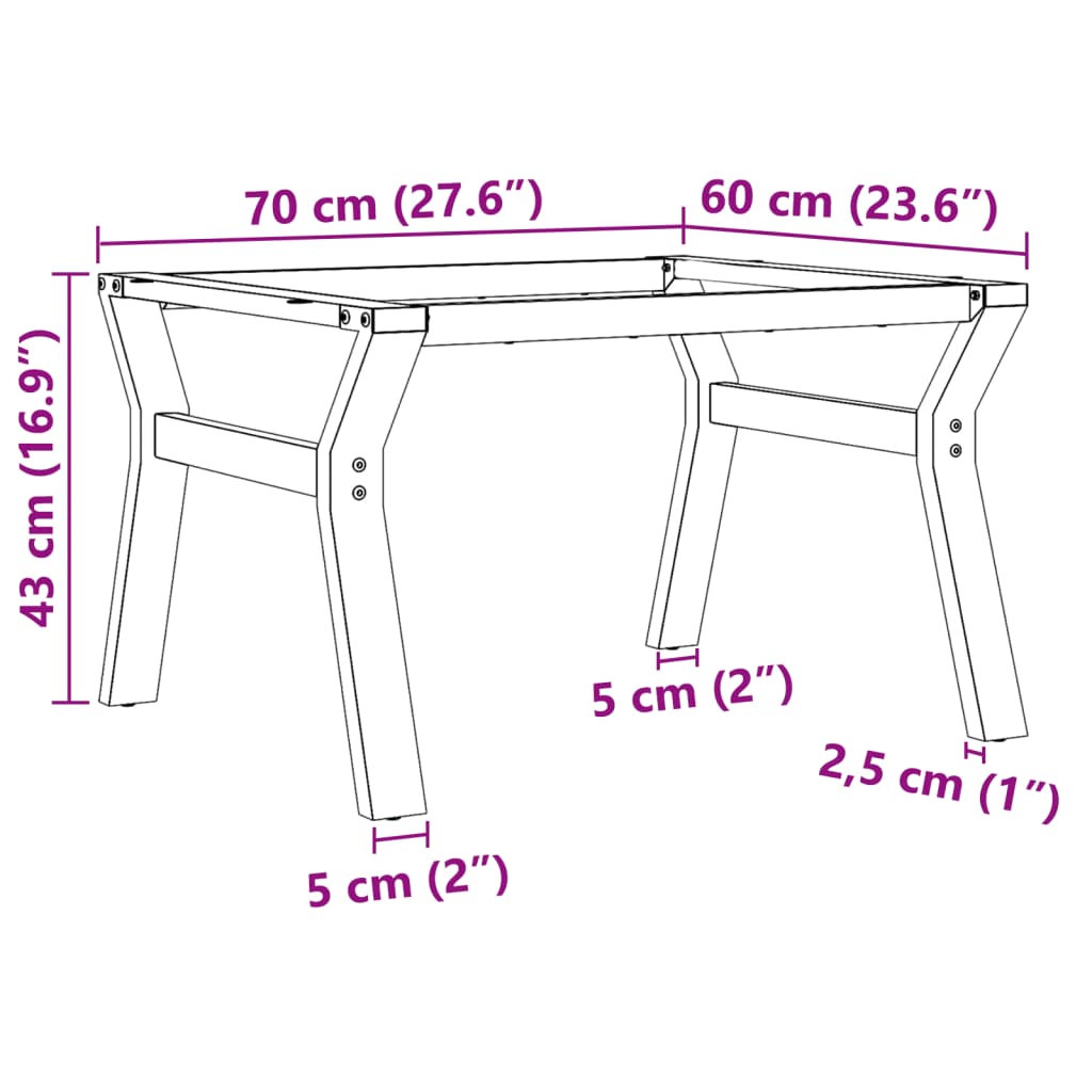 vidaXL Pernas para mesa de centro estrutura em Y ferro fundido