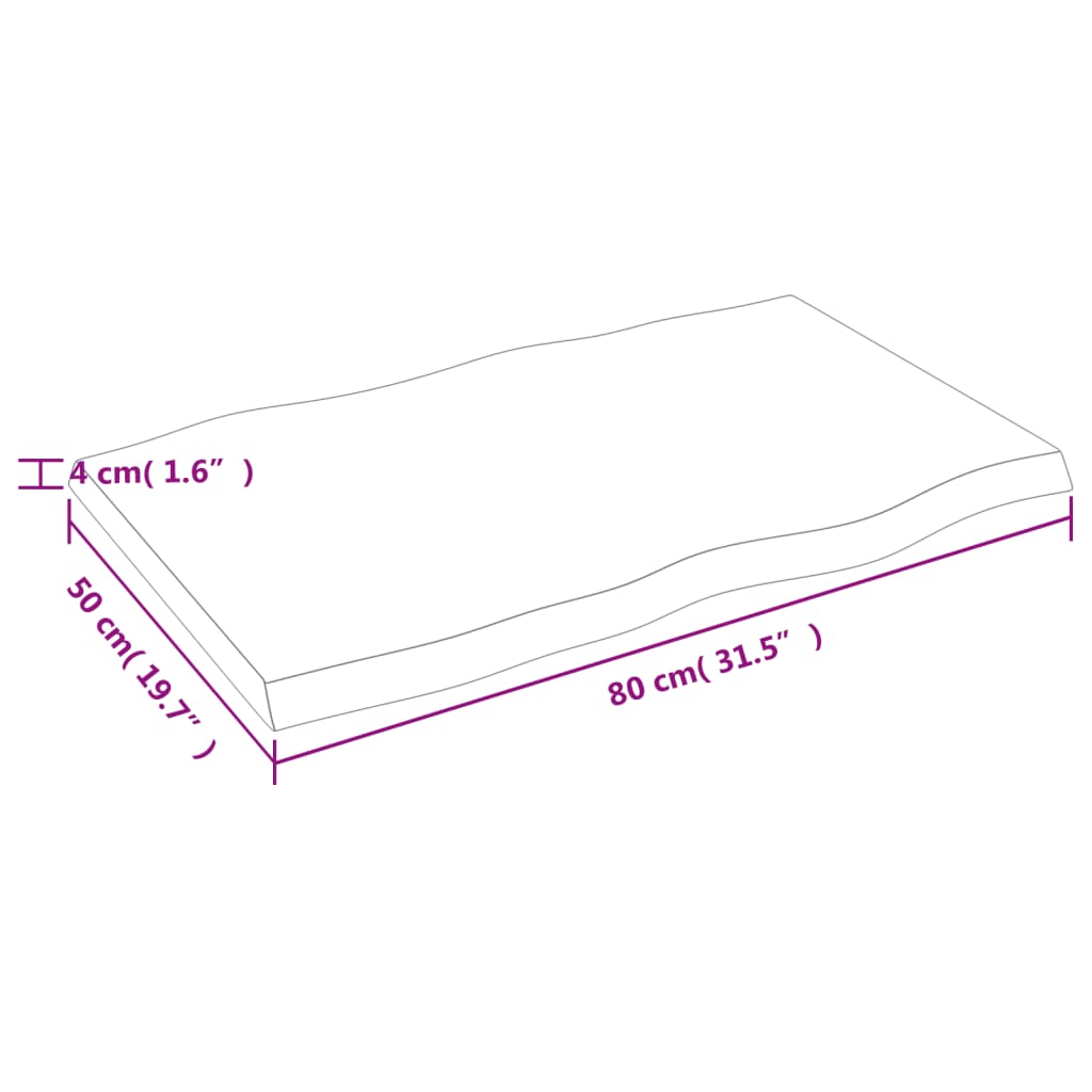 vidaXL Tampo de mesa com bordas vivas maciço tratado castanho-escuro